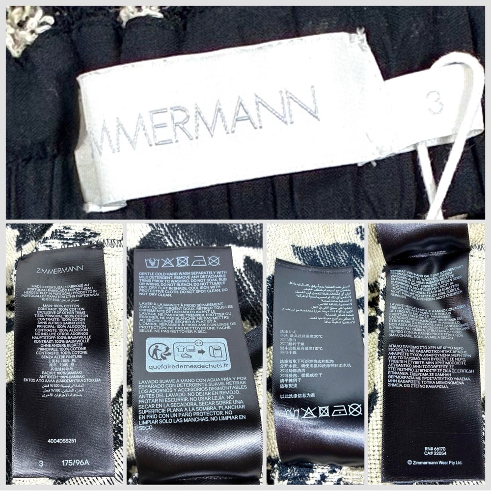 Zimmermann Rhiannon Fringed Terry Cloth Mini Dress Black Cream US 10 AU 3 NWT - Picture 9 of 17